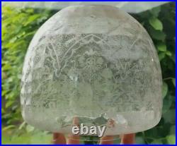 Original Victorian Diamond Quilt Glass Oil Lamp Shade Etched 4 beehive duplex
