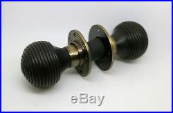 PACK OF SIX SETS Brass wood ebonised antique effect beehive door knob sets
