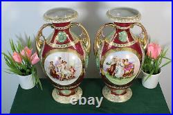 PAIR vienna marked Beehive porcelain Romantic Vases cherub lady