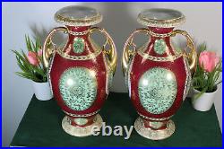 PAIR vienna marked Beehive porcelain Romantic Vases cherub lady