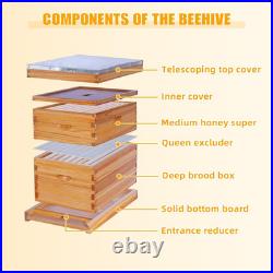 POLLIBEE 8 Frame Beehive Beeswax Coated Langstroth Bee Hives Include 1 Deep Boxe