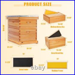 POLLIBEE 8 Frame Beehive Beeswax Coated Langstroth Bee Hives Include 1 Deep Boxe