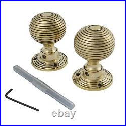 Pack of 8 Solid Unlacquered Brass Beehive Style Door Knob Pair New Knobs Set