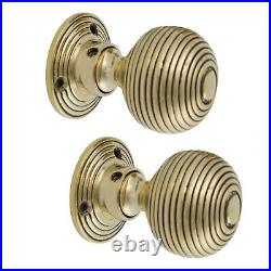 Pack of 8 Solid Unlacquered Brass Beehive Style Door Knob Pair New Knobs Set