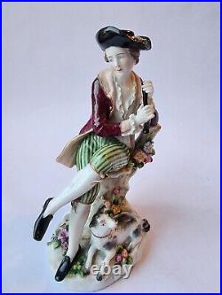 Pair Royal Vienna Beehive Mark Figural Groups, 7.5 Musicians with Dog & Sheep