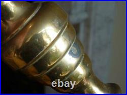 Pair vintage brass table lamps beehive candlestick style 23