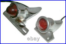 Polished 1936 CROCKER style TAIL LIGHT for Harley Bobber Motorcycle BEEHIVE LENS