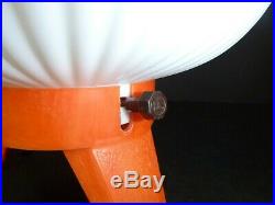Pr Vtg Mid Century Modern Plastic Bubble Beehive Lamps Orange White Orb Shades
