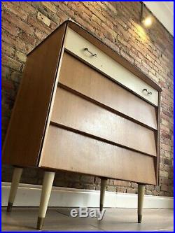 RETRO MID CENTURY 1950s Oak Veneer chest of drawers BEE HIVE design Stunning