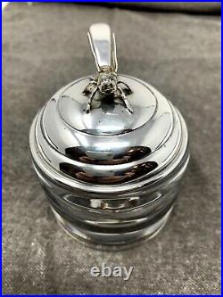 R Blackinton & Co Sterling Silver Beehive Honey Pot Figural Bee Jar with Spoon