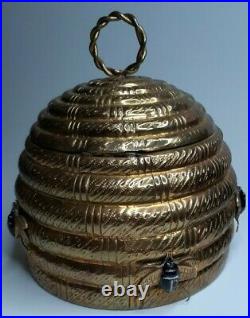 Rare Mottahedeh Brass Beehive Honey Pot