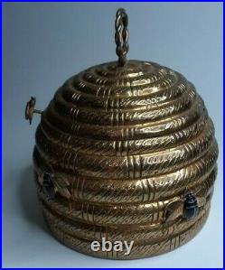 Rare Mottahedeh Brass Beehive Honey Pot