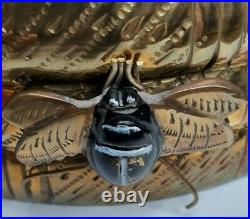 Rare Mottahedeh Brass Beehive Honey Pot