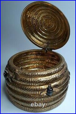 Rare Mottahedeh Brass Beehive Honey Pot