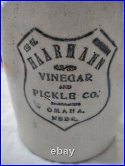 Rare Red Wing Stoneware Haarmann Vinegar & Pickles Omaha, NE Beehive Jug Shield