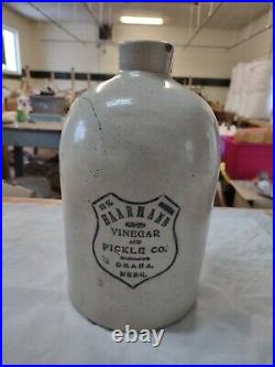 Rare Red Wing Stoneware Haarmann Vinegar & Pickles Omaha, NE Beehive Jug Shield