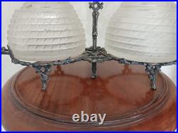 Rare Victorian Antique Double Beehive Shaped Honey Preserve Pots On Stand