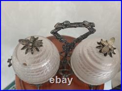 Rare Victorian Antique Double Beehive Shaped Honey Preserve Pots On Stand