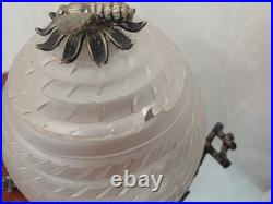 Rare Victorian Antique Double Beehive Shaped Honey Preserve Pots On Stand