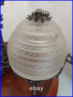 Rare Victorian Antique Double Beehive Shaped Honey Preserve Pots On Stand