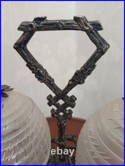 Rare Victorian Antique Double Beehive Shaped Honey Preserve Pots On Stand