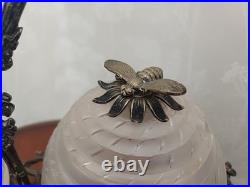 Rare Victorian Antique Double Beehive Shaped Honey Preserve Pots On Stand