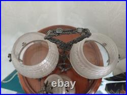 Rare Victorian Antique Double Beehive Shaped Honey Preserve Pots On Stand