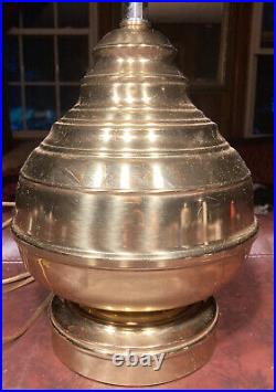 Rare Vintage Brass MCM Beehive Architectural Lamp 3 Way Touch Lamp