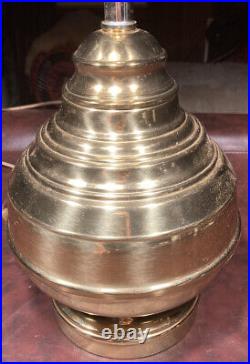 Rare Vintage Brass MCM Beehive Architectural Lamp 3 Way Touch Lamp