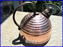 Rare-Vintage Rome Revere Ware Bee Hive Copper Tea Pot Kettle withBird Whistle
