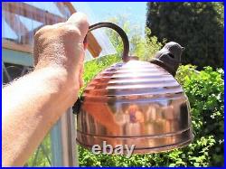 Rare-Vintage Rome Revere Ware Bee Hive Copper Tea Pot Kettle withBird Whistle