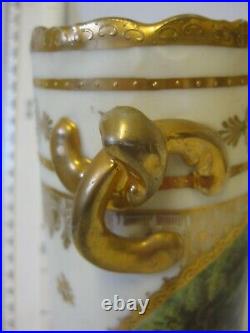 Rare Vintage Vienna Beehive Mark Signed Scenic Vase Heavy Jewelled Gilding B
