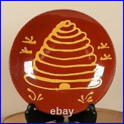 Redware By L Breininger Bee Hive 10 Plate 1985 Signed Hot Humid Robesonia PA