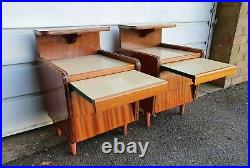Retro Mid Century 1960's TEAK bedside tables / drawers DANISH Inspired BEE HIVE