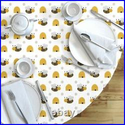Round Tablecloth Beehive Honey Garden Insect Pollinator Bee Hive Cotton Sateen