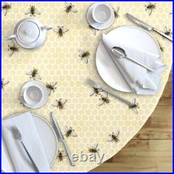 Round Tablecloth Hive Honeycomb Yellow Beehive Beekeeping Bee Cotton Sateen