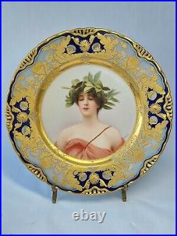 Royal Vienna Daphne Portrait Cabinet Plate, Wagner Painted, Beehive Mark, 19th C