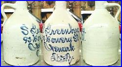 S. GREENBERG stoneware script jug Newark NJ N. J. New Jersey 1/2 gallon ESSEX