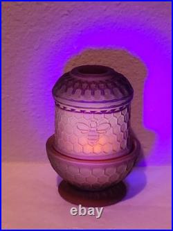 Scarlet Red Satin Beehive Honeycomb Mini Glass Fairy Lamp GLOWS Under UV 3 Read