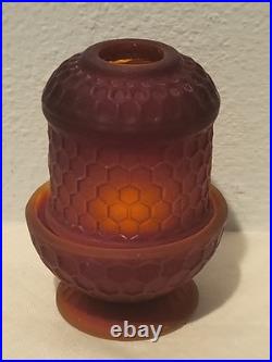 Scarlet Red Satin Beehive Honeycomb Mini Glass Fairy Lamp GLOWS Under UV 3 Read