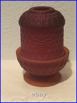 Scarlet Red Satin Beehive Honeycomb Mini Glass Fairy Lamp GLOWS Under UV 3 Read
