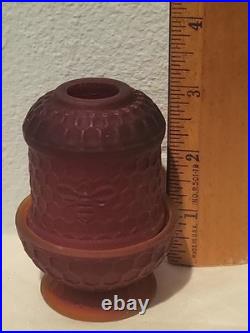 Scarlet Red Satin Beehive Honeycomb Mini Glass Fairy Lamp GLOWS Under UV 3 Read
