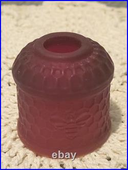 Scarlet Red Satin Beehive Honeycomb Mini Glass Fairy Lamp GLOWS Under UV 3 Read