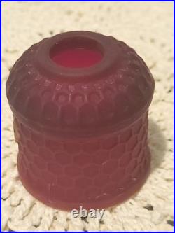 Scarlet Red Satin Beehive Honeycomb Mini Glass Fairy Lamp GLOWS Under UV 3 Read