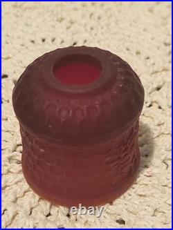 Scarlet Red Satin Beehive Honeycomb Mini Glass Fairy Lamp GLOWS Under UV 3 Read