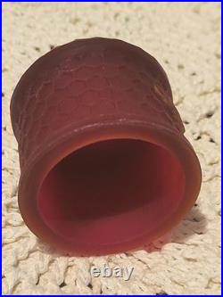 Scarlet Red Satin Beehive Honeycomb Mini Glass Fairy Lamp GLOWS Under UV 3 Read