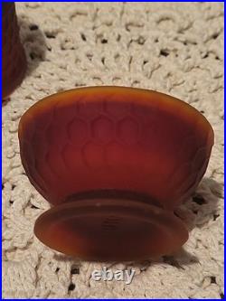 Scarlet Red Satin Beehive Honeycomb Mini Glass Fairy Lamp GLOWS Under UV 3 Read