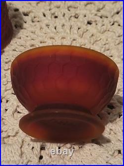 Scarlet Red Satin Beehive Honeycomb Mini Glass Fairy Lamp GLOWS Under UV 3 Read