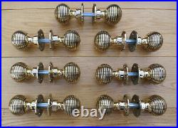 Set Of 7 Pairs Solid Brass Door Knobs Period Style Beehive