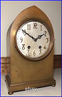 Seth Thomas Bronze Brass Case Gothic Beehive Tombstone Mantel Table Shelf Clock